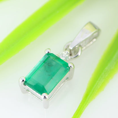 Green Emerald Pendant Silver
