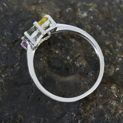 Oval Cut Multi Sapphire & Ring Silver
