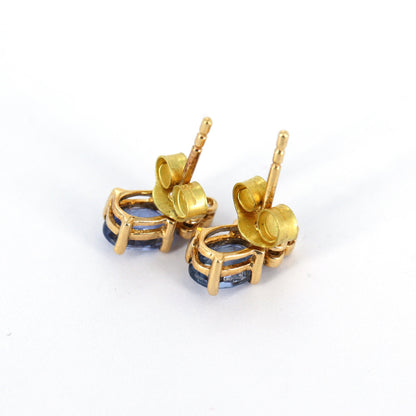 Yellow Studded Blue Sapphire Studs Sapphire Earring 14K Gold