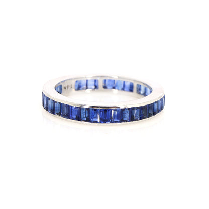 Sapphire Eternity Band . Baguette Cut Eternity Ring 14K Gold
