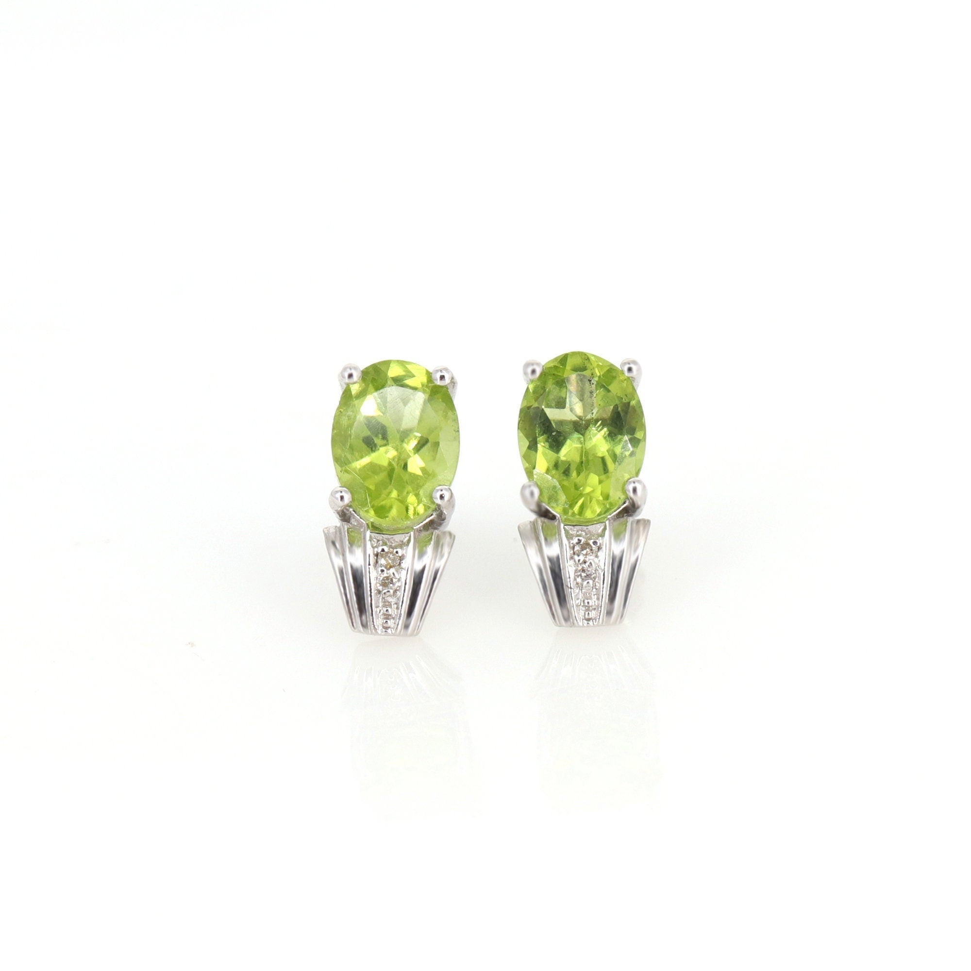 Peridot Studs Genuine 2.47 Peridot Earring 14K Gold