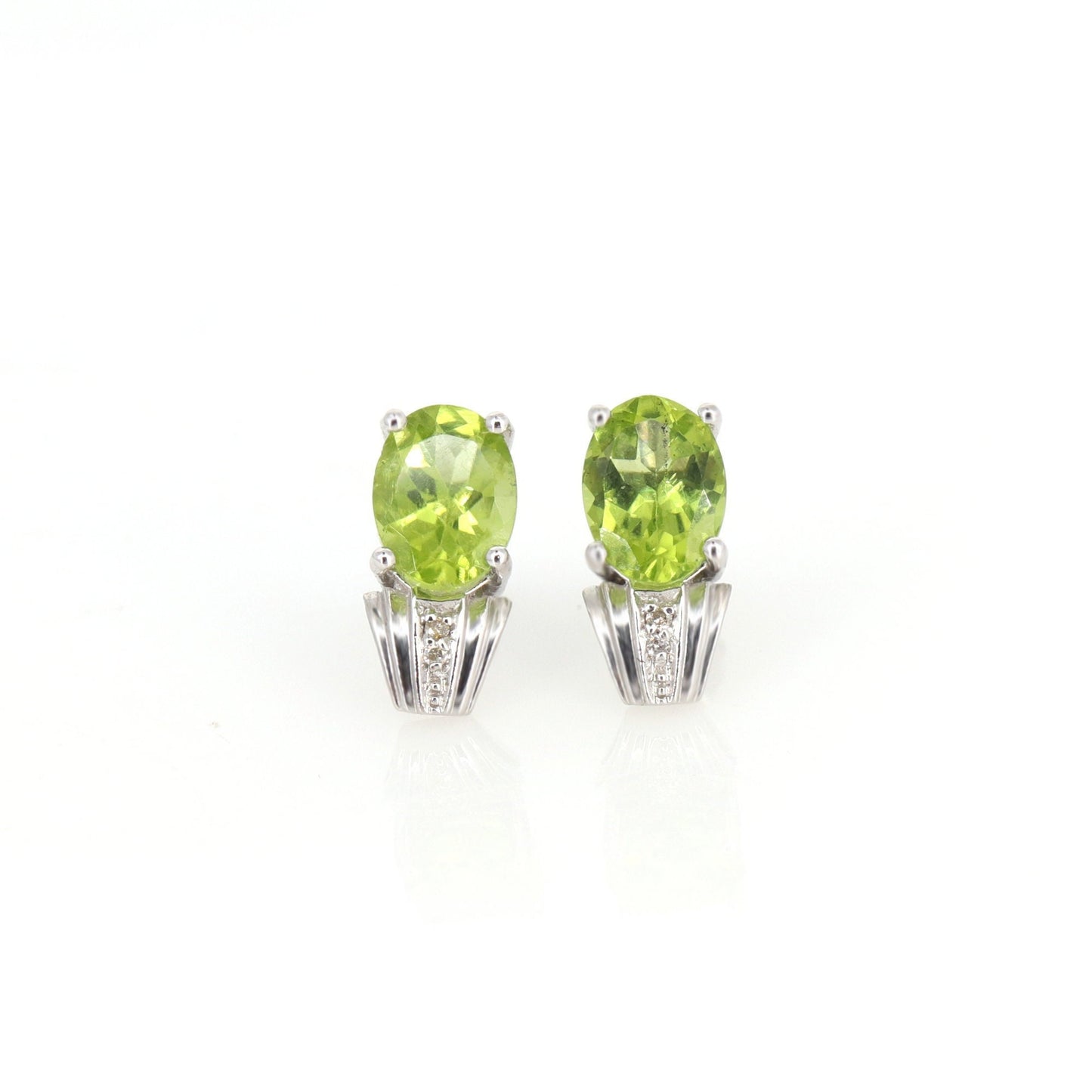 Peridot Studs Genuine 2.47 Peridot Earring 14K Gold