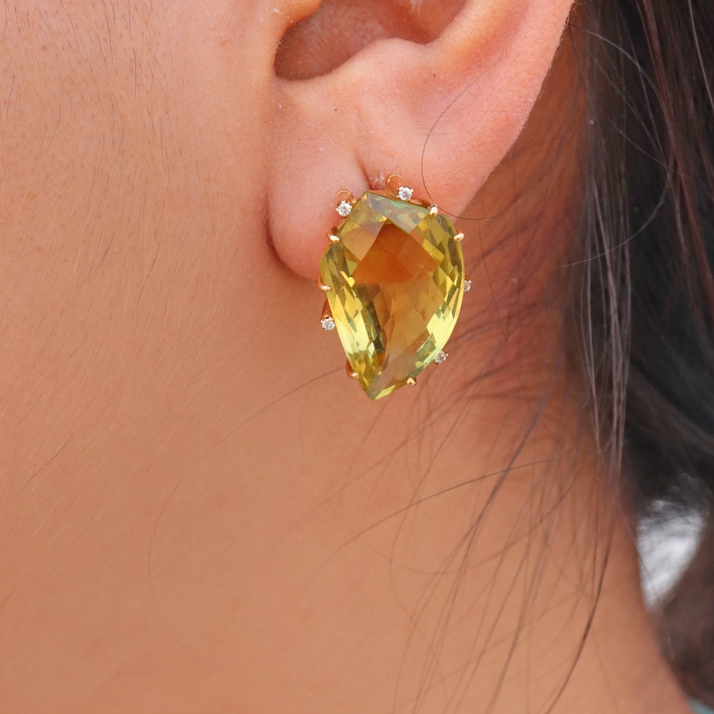 Yellow Lemon Topaz Statement Earring 18K Gold