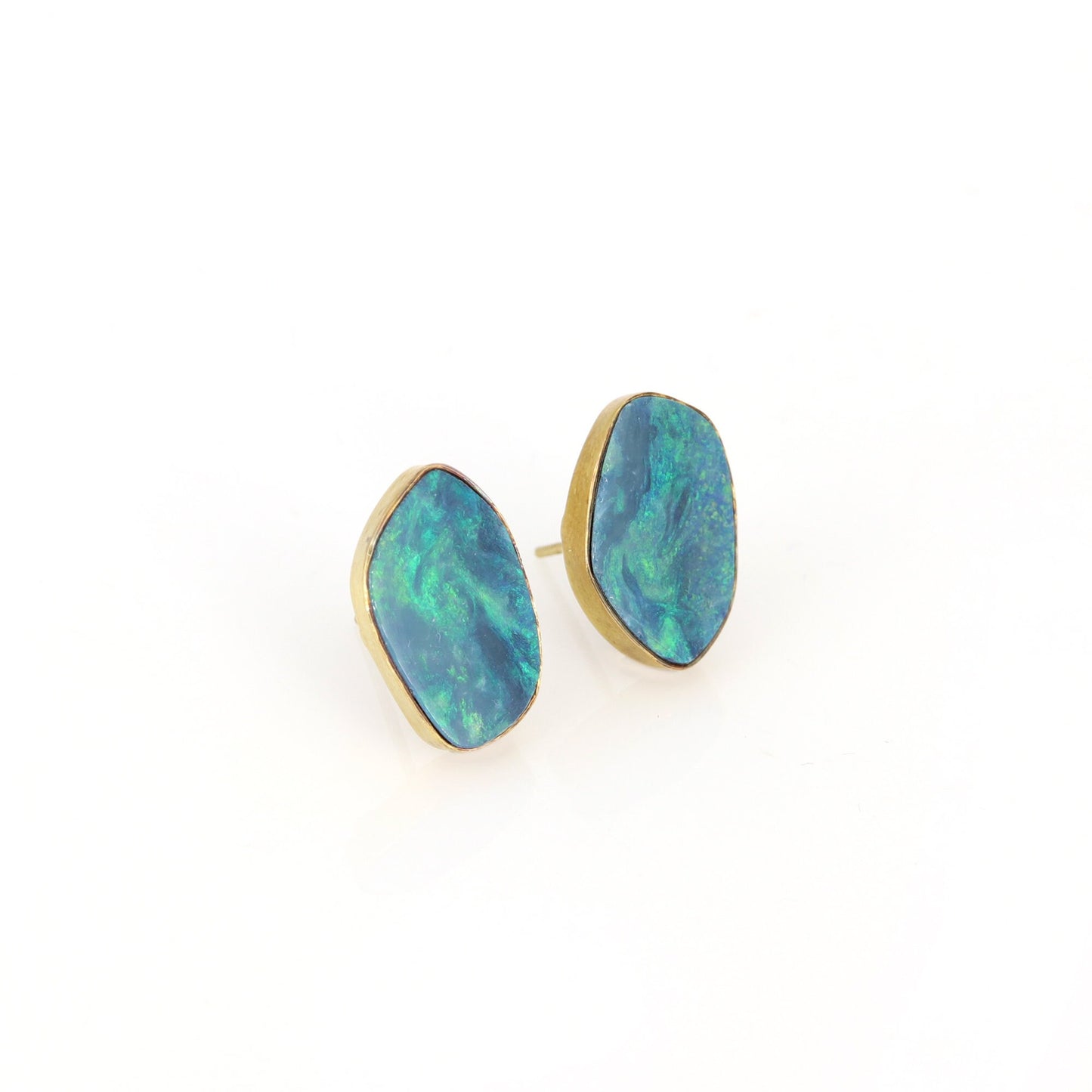 Raw Flat Opal Earring 14K Gold