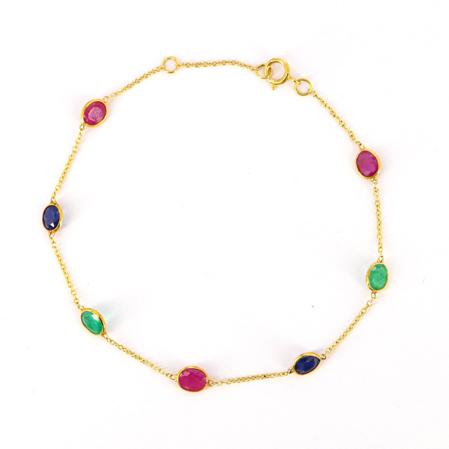 Yellow Colorful Rbe Gemstone Bracelet 18K Gold
