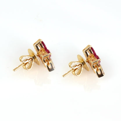 Flower Design Ruby/Blue Sapphire Earring 14K Gold