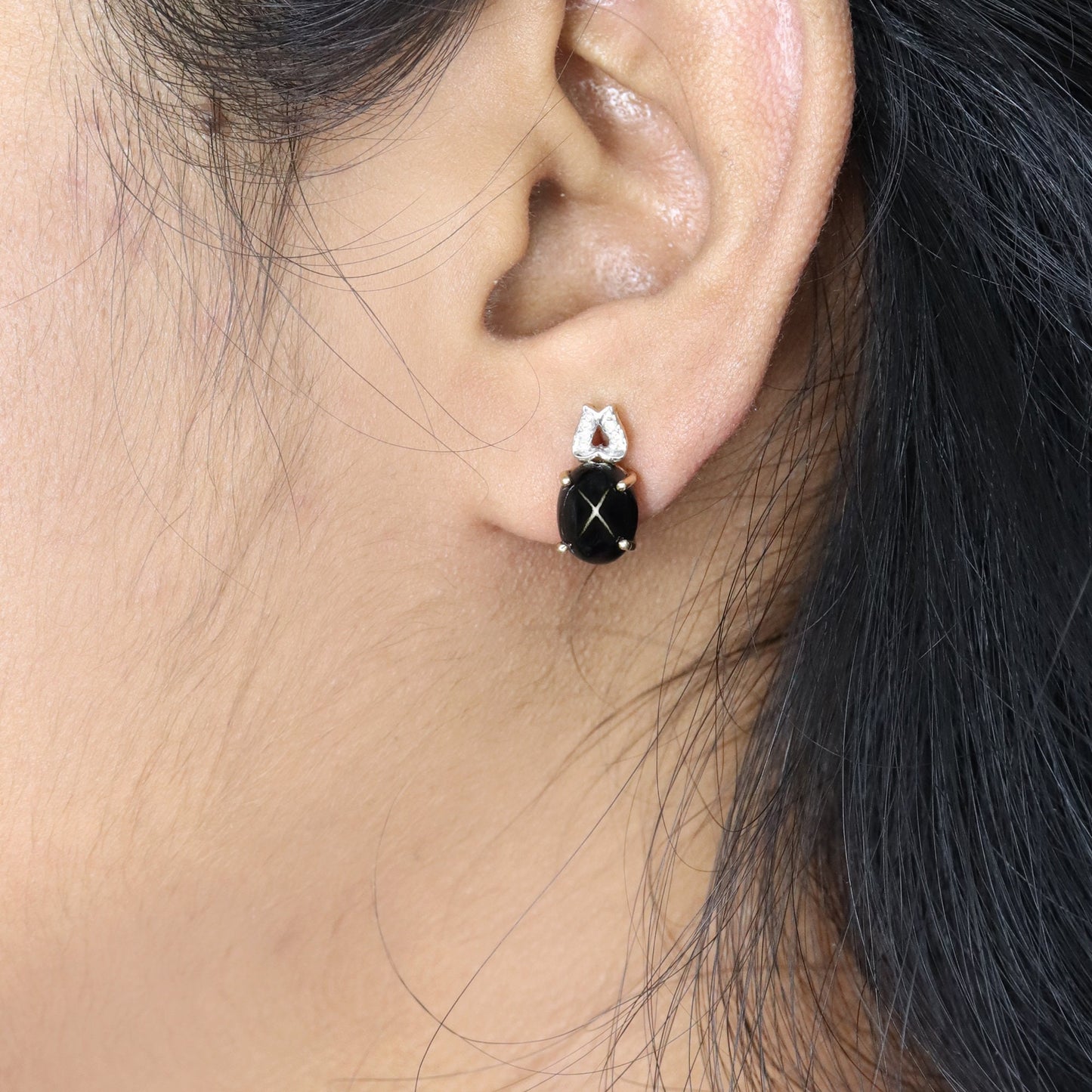 Mother'S Day Black Star Stud Earring 14K Gold