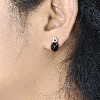 Mother'S Day Black Star Stud Earring 14K Gold