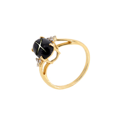 4Rays Black Star Ring 14K Gold