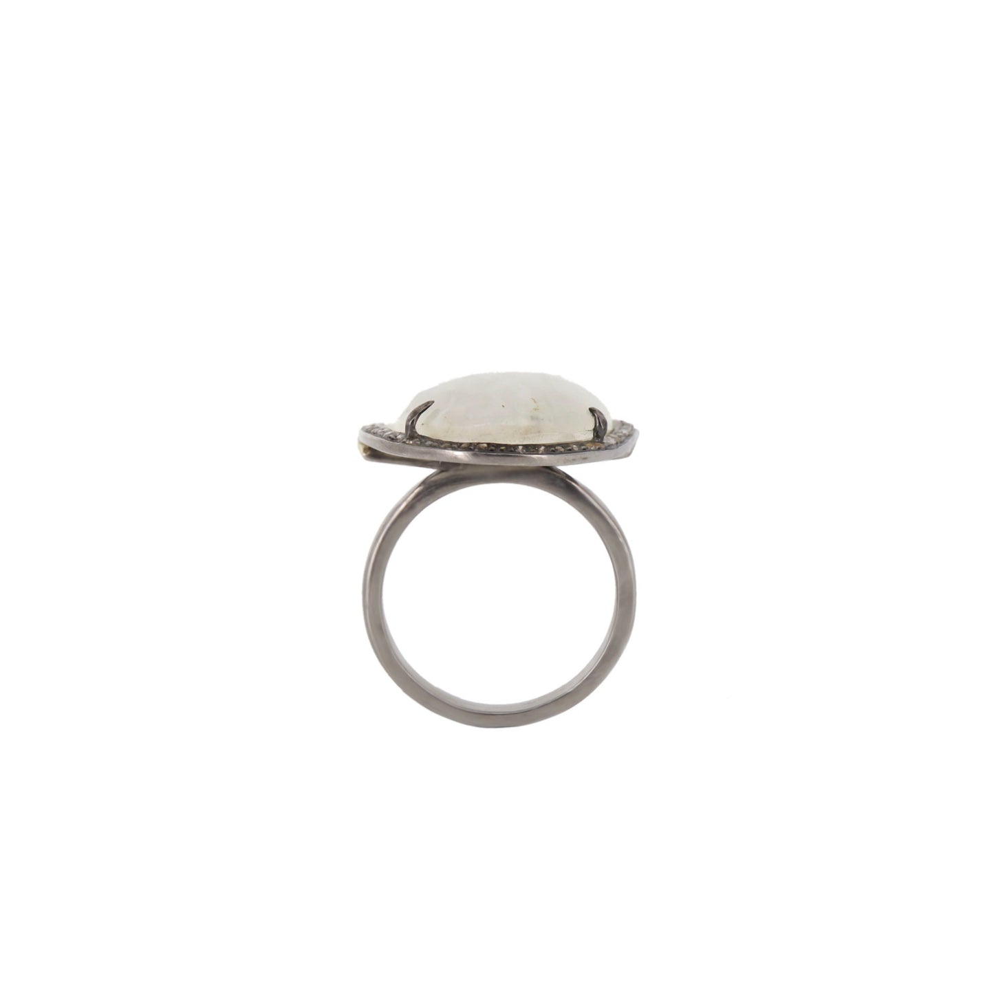Very Beautiful Rainbow Moonstone Ring Silver