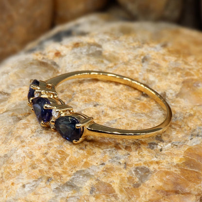 Pear Sapphire Ring 14K Gold