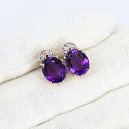 Amethyst Studs "Love Drop" Studs Astrology Jewelry Purple Stone February Dainty Jewelry Dainty Studs 14K Gold